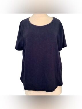 Talbots Black Short Sleeve Scoop Neck Tee